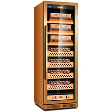 茄龙（CIGARLOONG）CL-268CT1恒温恒湿不锈钢雪茄柜智能红酒柜雪茄红酒两用柜 雪松木裸养4+3拉丝金