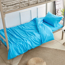 衣思亦甜学生宿舍军训纯蓝色被套员工单位天蓝纯色全棉单人床上下铺湖蓝色被罩被单套装寝室床上用品 天蓝色被罩 160X230CM【优质纯棉】
