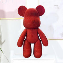 贴钻diy手工暴力熊材料包玩偶摆件粘钻熊玩具公仔七夕情人节礼物 中国红(熊+材料包) 23cm