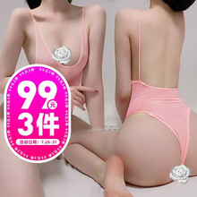 惹火猫 性感情趣内衣 透明连体开裆三点式比基尼R281粉