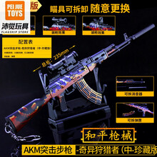 m762突击步抢不可发射 m24机关抢akm突击步抢和平吃鸡游戏奇异者金属精英珍藏版模型 【中号】AKM奇异者-23.5CM(三个倍镜) 收藏赠送展示架