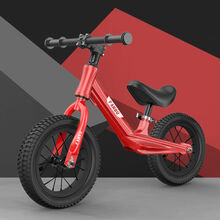 儿童平衡车无脚踏学步车2-6岁溜溜车平行车双轮滑行车滑步车新款 镁合金车身辐条轮红色