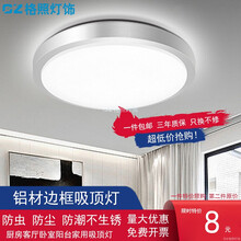 LED铝材精品吸顶灯圆形高边走廊灯现代简约卧室过道灯阳台灯 单铝白光24瓦21cm