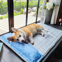 hoopet狗窝冰丝潮流清爽靠枕狗垫子宠物柯基法斗金毛凉垫夏天睡觉用猫咪冰垫狗狗凉席小型中型大型犬窝 冰丝潮流清爽靠枕厚垫 M：67*47（25斤内猫狗）