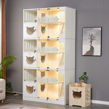 猫别墅实木猫笼猫舍猫柜豪华猫窝屋猫展示柜宠物笼猫舍展示柜定制 C款实木 L-大型