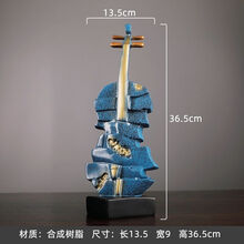 小提琴复古乐器摆件欧式创意家居饰品红酒架书架酒柜客厅桌面摆设 金蓝色小提琴411