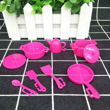 芭比娃娃鞋子婚纱公主仿真玩具餐具蛋糕古装衣服女孩儿童过家家 袋装餐具7件套