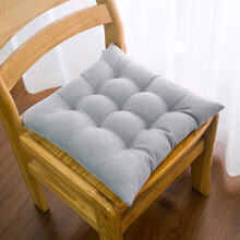 禧愿 棉麻九针纯色坐垫加厚学生办公室榻榻米垫纯色四季餐椅垫保暖椅子 灰色 40X40cm+8cm