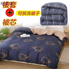 世纪盾  被芯加被套一体被可拆洗被子冬被加厚保暖单人学生宿舍棉被四季通用 ab版鲸鱼 150*200cm单被套