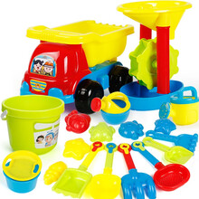 儿童宝宝玩沙子挖沙子玩具套装沙滩铲子工具决明子海边沙滩玩具 沙滩车配沙漏桶18件套