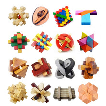 神龙摆尾儿童木质制解锁力玩具拼装孔明锁鲁班锁套装 16个组合套餐A款(不重复