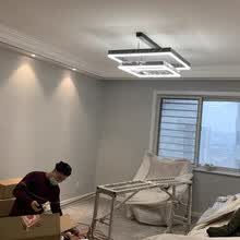 初梦 2021年吊灯客厅灯简约现代大气北欧轻奢卧室正方形吊灯设计师款 双头款+60cm-80cm+100W 三色光