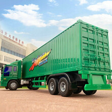卡车模型 重卡 惯性长挂车货柜汽车模型大号邮政快递工程卡车集装箱儿童玩具摆件 绿色长挂【42厘米左右】