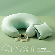 棉宿（夏日清凉）喂奶神器哺乳枕头护腰椅婴儿抱娃垫睡躺抱抱新生托坐月子夏季 浅豆绿 (哺乳枕)绑带款