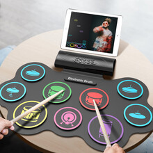 科汇兴（konix） 手卷电子鼓便携架子鼓巴赫pg抖音同款dtx2020电鼓游戏打击垫板儿童礼物 彩色加大款（蓝牙直连+双踏板+鼓棒+dtx游戏）