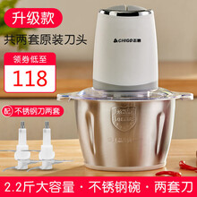 志高（CHIGO）绞肉机家用电动全自动小型多功能搅肉碎肉绞馅料理蒜蓉剁辣椒 不锈钢碗两套刀片【磨砂防滑机头】