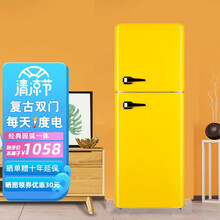 德姆勒（DEMULLER）复古冰箱冷藏冷冻冰箱小型双开门小冰箱家用租房静音强劲速冷节能省电彩色网红 【十年质保】156升麦黄