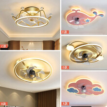 梵帝登 隐形吊顶儿童房电风扇灯餐厅灯具轻奢led带灯吊扇灯卧室书房间卡通饭厅电扇吊灯带风扇一体吸顶灯 D款宇宙-52*H13.5CM-36W 无极调光+遥控+变频六档调风-手机APP控制