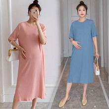 小兀 孕妇装夏装孕妇裙夏季夏天外穿孕妇连衣裙宽松大码孕妇裙子孕妈装 杏色 2XL
