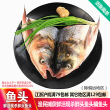 品鲜肴 淡水鱼头 生态花鲢鱼头/胖头鱼头/鳙鱼头 渔民现捕鲜活现杀生鲜水产 约1kg（净膛前）现杀1只2斤