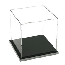 莞华展示盒拼装高透明亚克力模型玩具摆件收纳防尘盒 13x13x13cm 无边+镜面边底座