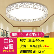 2019新款客厅灯具卧室长方形LED吸顶灯简约现代家用全屋套餐组合 鸟巢40cm高光24w 限1个多拍不发