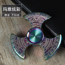 指尖陀螺玛雅版edc手指陀螺男孩儿童减压玩具指间螺旋不锈钢三叶 炫彩【玛雅版】