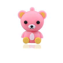 达芬奇 包邮3.0卡通U盘32g64g128g16g8g优盘KT猫汽车载创意U盘可爱礼品礼物送男女生 粉色坐姿轻松熊 USB3.0 128G