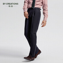 By Creations柏品纯羊毛商务磨毛西裤男秋冬保暖法兰绒职业正装长裤修身西装裤 黑色 44