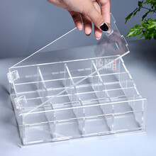 凌智亚克力开门式展示盒透明防尘盒动漫玩偶收纳盒格子陈列盒 定制联系客服 透明底