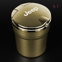 适用于吉普JEEP大切诺基指南者自由光自由侠/客车载烟灰缸带LED灯 金色 JEEP专用带车标