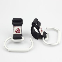 婴儿车挂钩宝宝推车挂钩通用多功能金属推车配件2个装童车挂钩 银黑