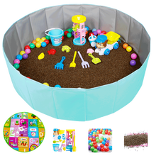 儿童玩沙子套装沙池决明子玩具沙滩池套装宝宝室内挖沙池组合家用 1.2米蓝池体验款5斤装送垫