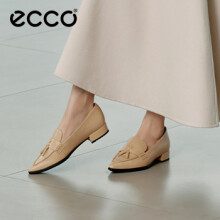 爱步（ECCO）豆豆鞋女 24年春夏新款低跟软底尖头百搭浅口单鞋  型塑214283 裸色21428301211（牛皮） 38