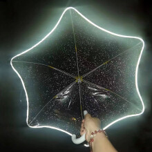 京悠雨透明雨伞感长柄伞伞具反光条星星雨伞手动 星星透明伞（带反光条）