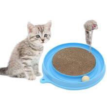 北北宠物猫玩具猫转盘抓板发声玩具球逗猫棒薄荷鱼小老鼠猫咪玩具 猫抓板转盘蓝色款