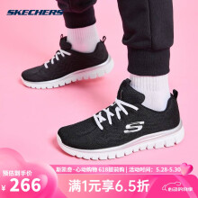 SKECHERS斯凯奇女鞋简约纯色运动鞋 轻质透气减震软底休闲鞋 12615/BKW 黑色/白色 38