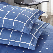 云瑾  纯棉枕套一对装2只 全棉印花枕头套斜纹居家枕套 单人学生宿舍床枕芯套 信封式枕套 星语星辰蓝 一对装/成人48*74cm