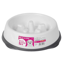 爱丽思狗狗食盆宠物慢食碗防噎碗 缓食盆吃饭碗泰迪金毛狗粮盆 S号低柱款白/灰色