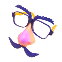 SunNovelty 卡通眼镜-发光胡子眼镜 发光鼻子 生日派对舞会装扮道具 小丑玩具 生日聚会道具 蓝色眼镜框2个