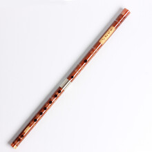 民族乐器 精制双插白铜二节初学生苦竹横笛子 透明线D调+教材书