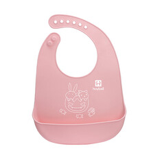 好伊贝 宝宝围兜饭兜婴儿食饭兜儿童硅胶围嘴防水立体吃饭兜口水兜巾 童趣红