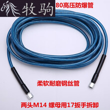 耐磨洗车机防爆钢丝管家用清洗机高压出水管380型通用刷车泵配件 蓝色 8米280/380钢丝管