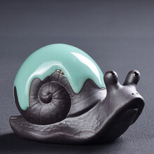 肖字和德中式创意可爱小茶宠精品可养紫砂貔貅人物茶玩猪茶台茶艺盆景摆件 蜗牛-紫砂哥窑小茶宠