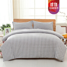 熙枫（XIFENG）老粗布被套单件学生加厚条纹纯色被罩单人双人 灰色 180x220cm