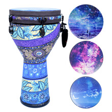 IRY 手鼓非洲鼓丽江整木掏空羊皮鼓儿童初学者幼儿园成人 环保木轻鼓系列12寸蓝树叶