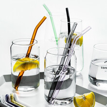 瓷彩美 彩色玻璃吸管 创意透明水杯弯吸管奶茶果汁饮料吸管 10-曜石黑吸管
