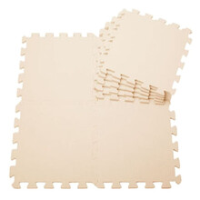 明德 爬行垫拼接泡沫地垫拼图数字字母水果动物交通儿童爬爬垫益智早教拼图客厅卧室满铺地板垫子 米色素面（1片价送边条） 31.5*31.5*1cm