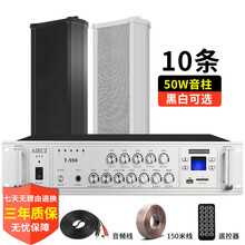 爱步者（aibuz） 音柱室外防水音响户外防雨喇叭校园公共广播定压壁挂音箱室内外背景音乐套装 10个50W室外音柱+600W功放+150米 黑色音柱