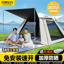 荒野拾光帐篷户外折叠便携式野营过夜加厚露营全套装备野外沙滩全自动室内 银胶【3-5人】+防潮垫